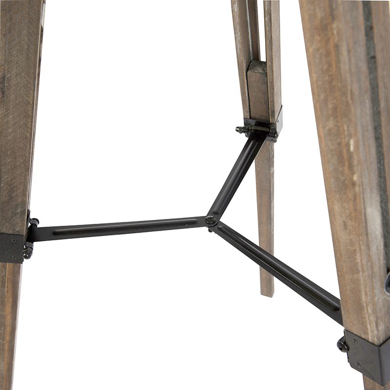Industriële vloerlamp op houten tripod met grijze kap - Laos