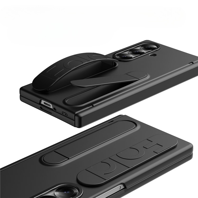 Samsung Galaxy Z Fold7 Soft Touch Hardcase Schutzhülle mit Handschlaufe   Kickstand Aufsteller - Schwarz
