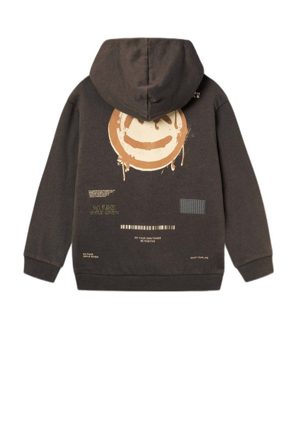 NAME IT hoodie NKMOPOSTE met backprint donkerbruin