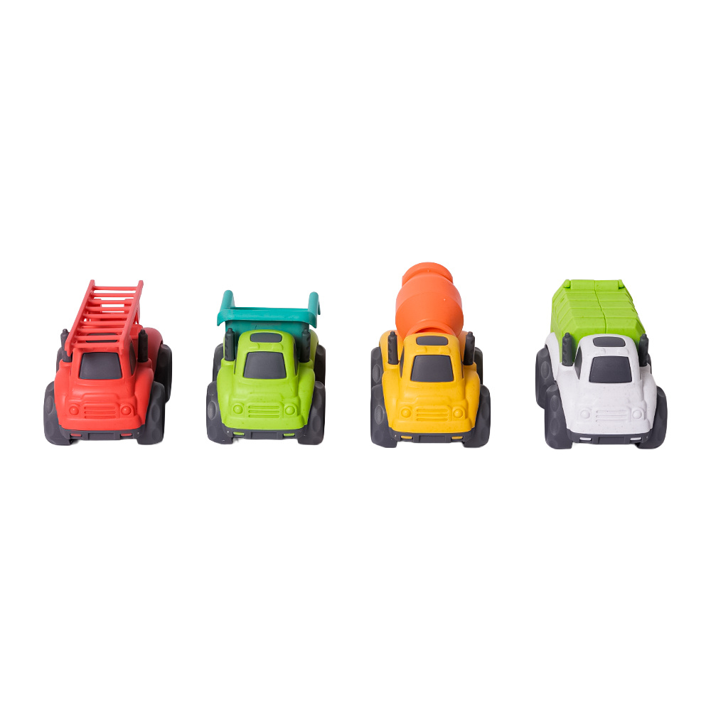Speelgoedtopdeals Bioplastic Vrachtwagenset 4-delig cartoon - 10.5 cm
