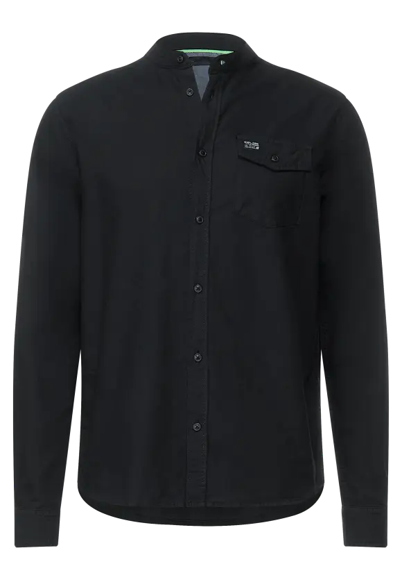 Oxfordhemd mit Stehkragen - Black