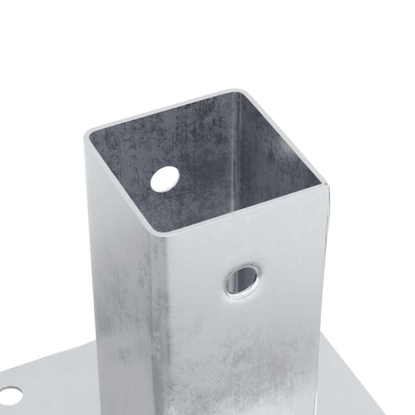 vidaXL Stolpebunner firkantet 4 stk sølv 61x61 mm galvanisert stål