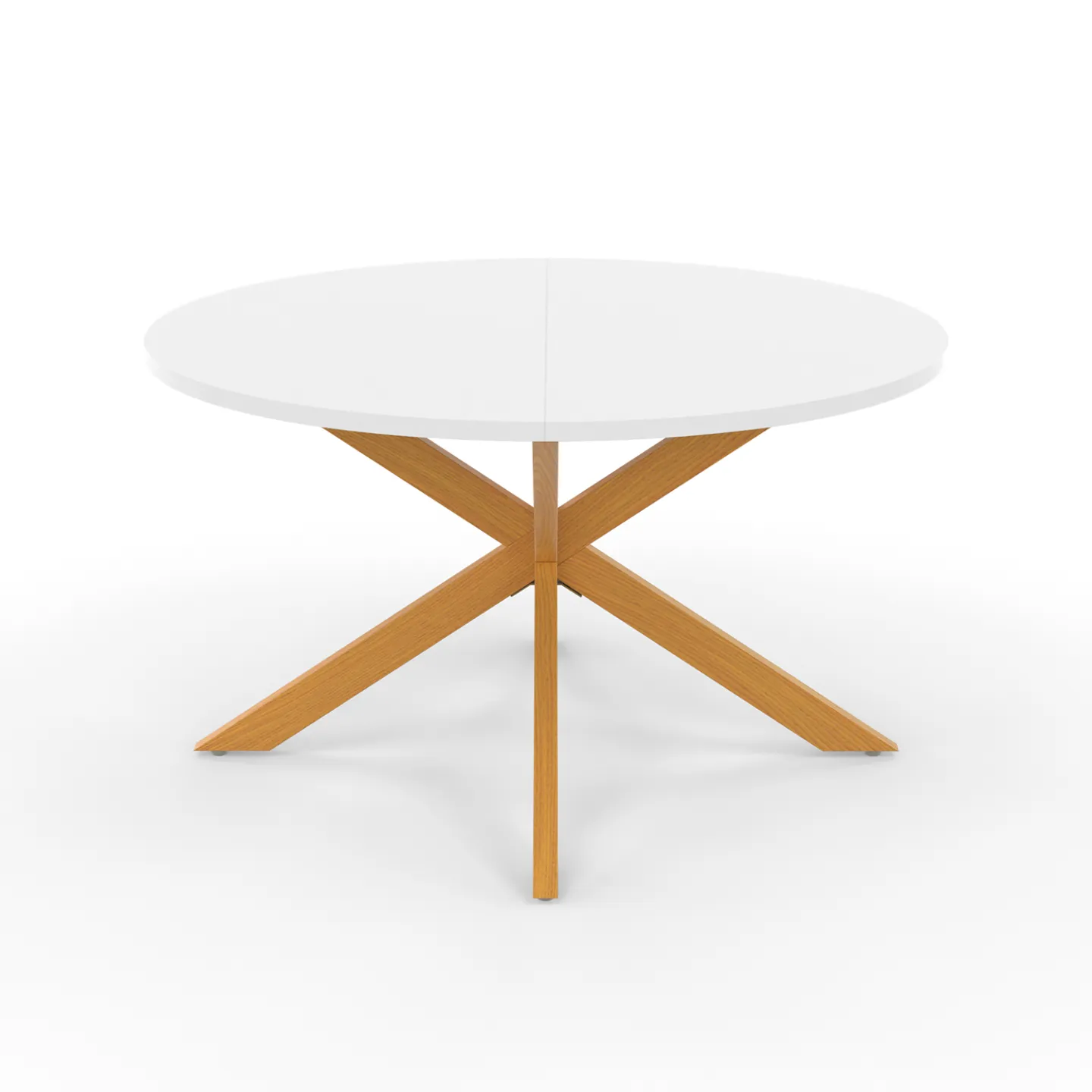 Table basse GISELE ronde 70 cm pied araignée plateau blanc et pied effet bois
