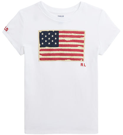 Polo Ralph Lauren T-Shirt - Weiß m. Flagge