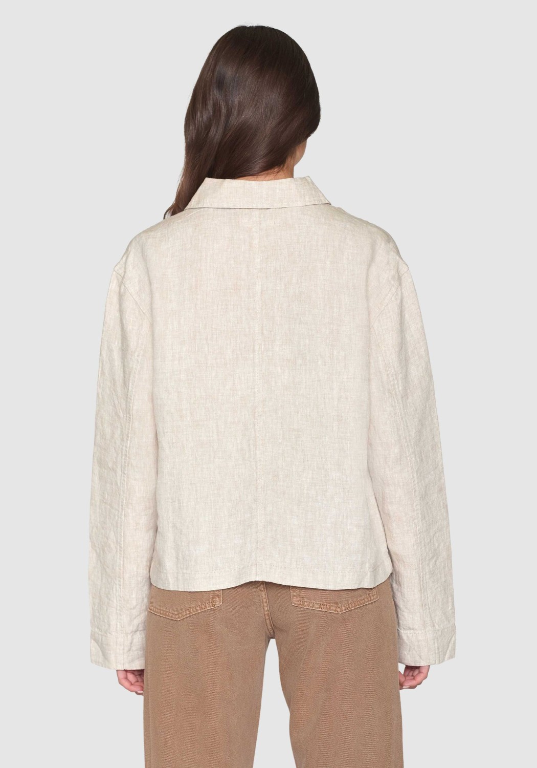 Knowledge Cotton Apparel Leinen-Overshirt Regular Linen Light Feather Gray