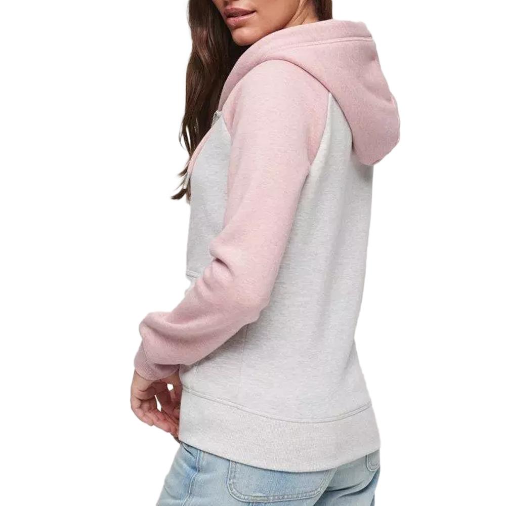 Superdry Sweat Zippé Gris/Rose Femme Superdry Essential Baseball