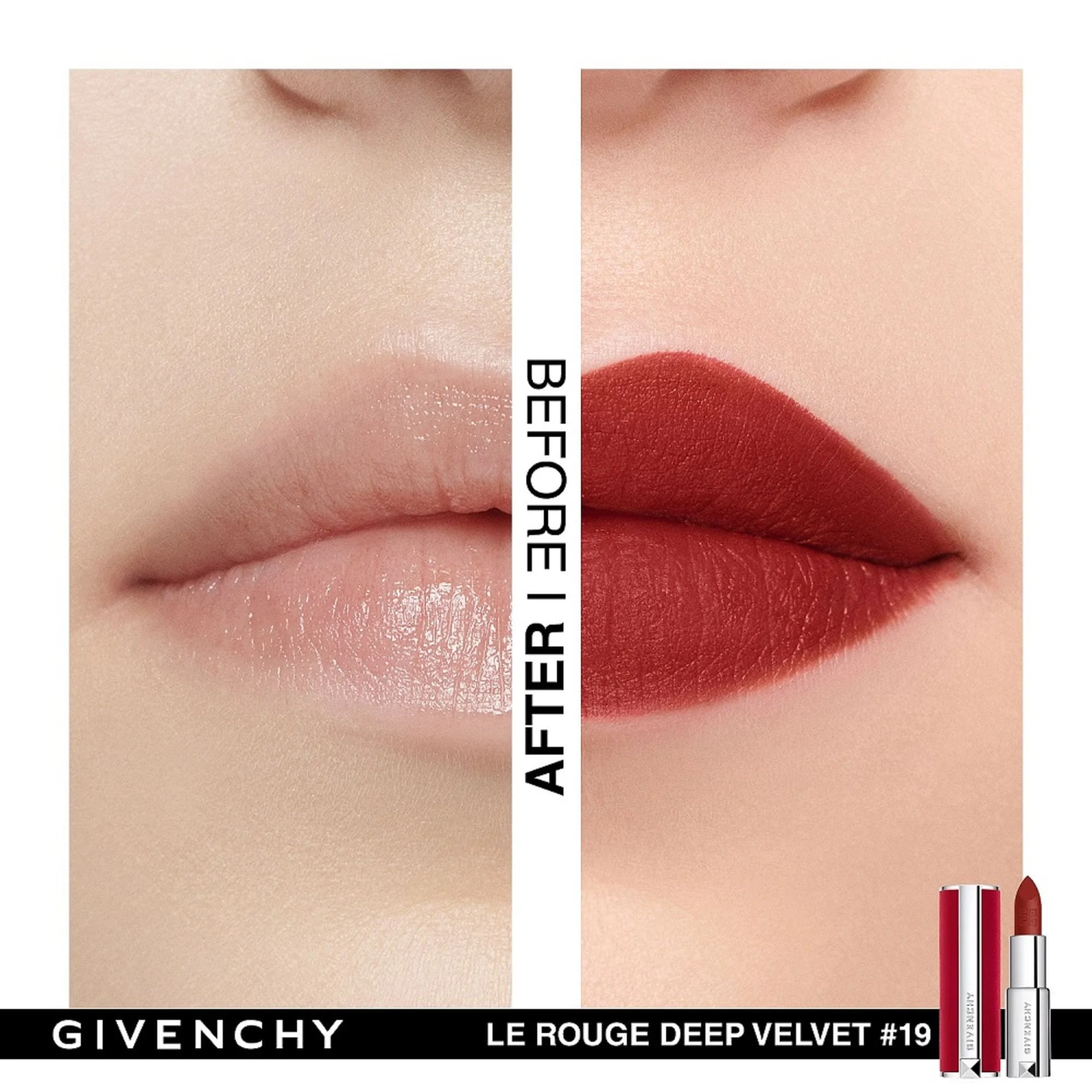 Le Rouge Deep Velvet - Rouge à lèvres fini mat poudré |- Rouge Santal - 19