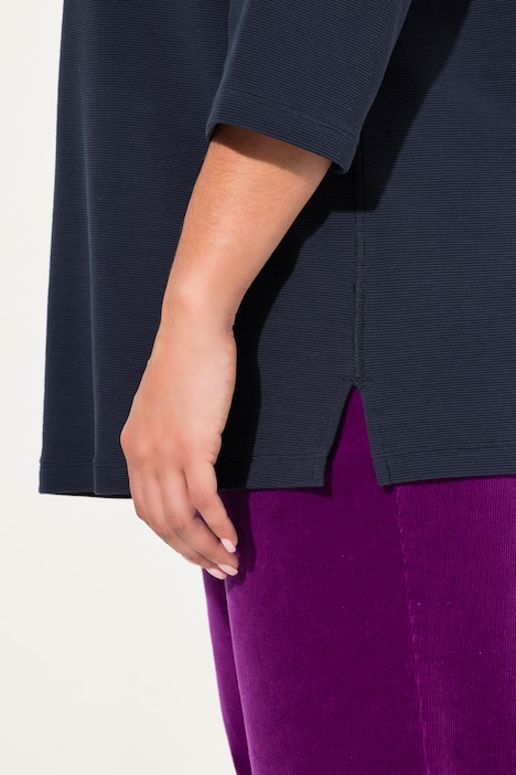 Sweatshirt, Querrippen, Rundhals, 3/4-Arm