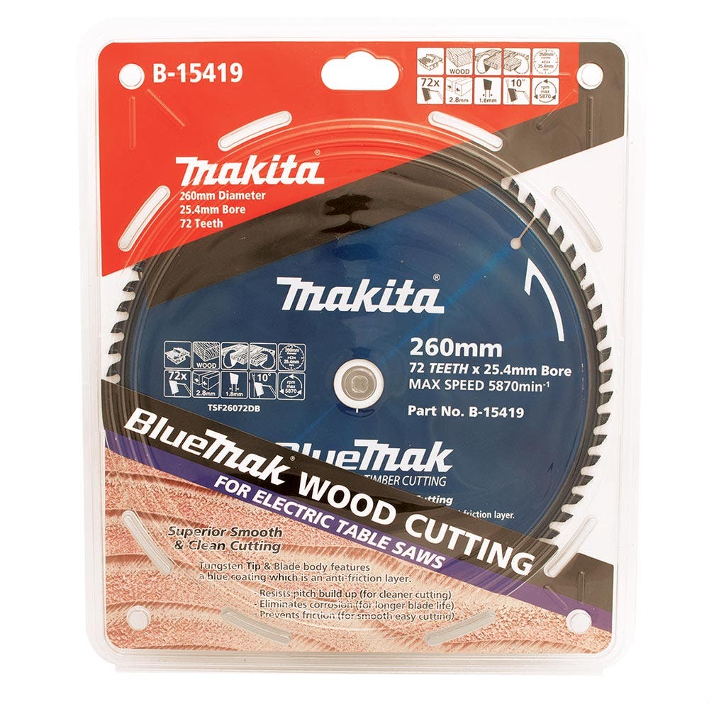 MAKITA 260mm 72T TCT Circular Saw Blade for Wood Cutting - Table Saws - BLUEMAK
