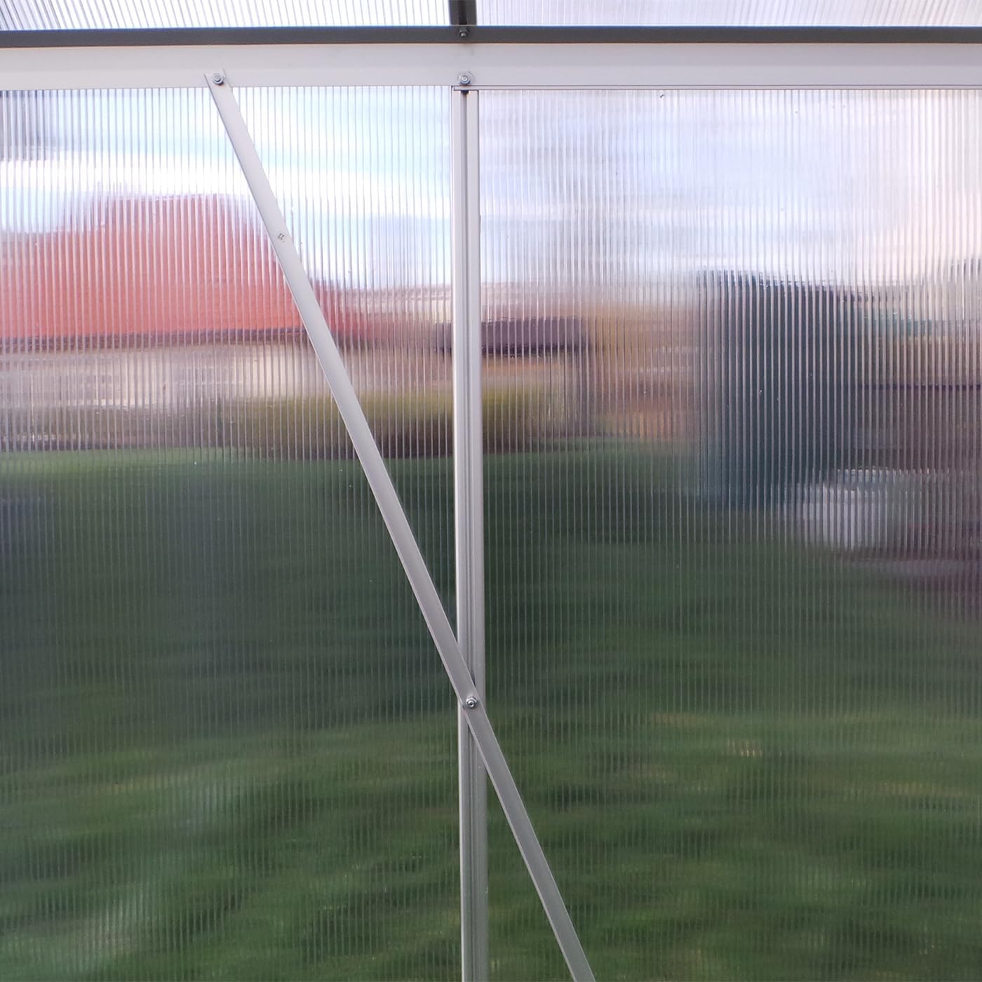 Aluminium Gewächshaus 250x190 cm - 4,75 m² mit Fundament - 6mm Verglasung, Silber, Garten Pflanzenhaus 7,58m³ Alu Treibhaus Tomatenhaus (250x190 - Silber)
