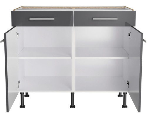 Optifit onderkast met lade en draaideur Jonte984 BxDxH 100x58,4x87 cm antraciet glanzend, gedemonteerd