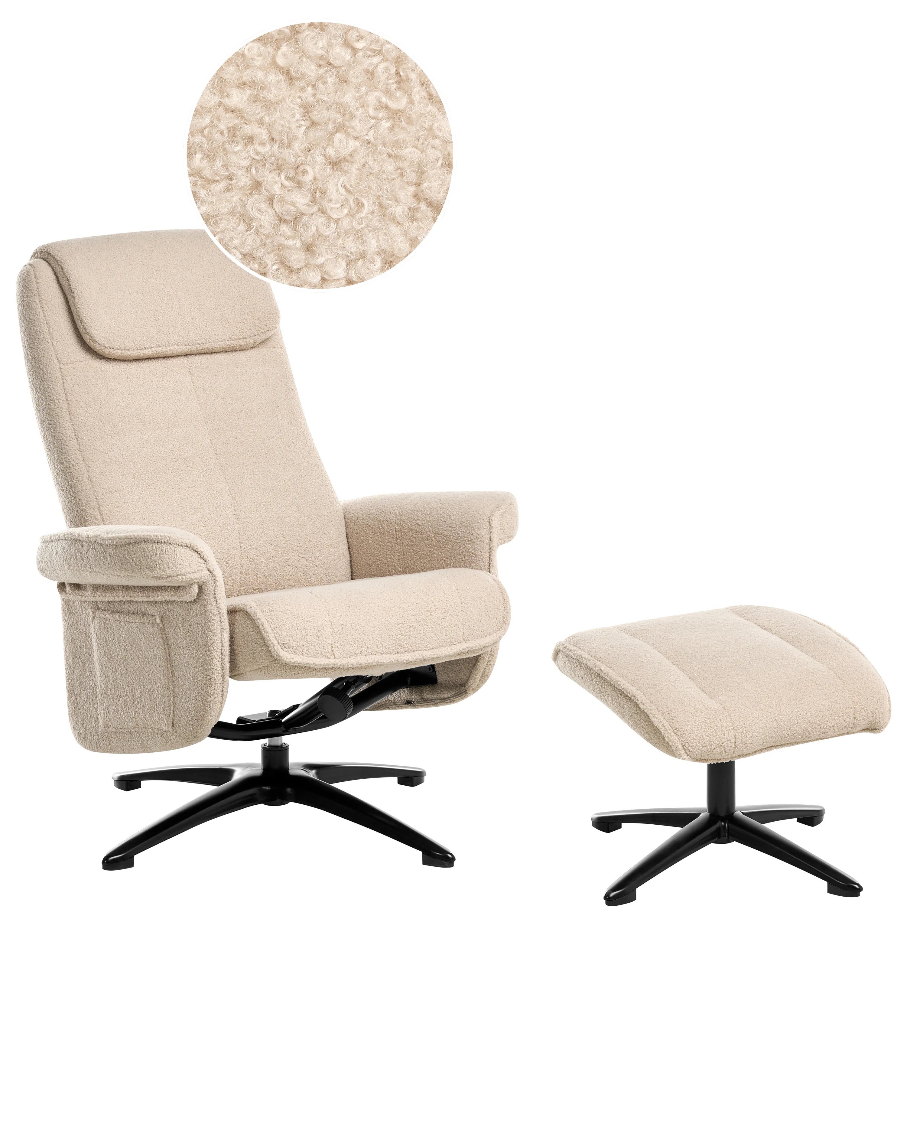 Relaxfauteuil GERAS Bouclé Beige