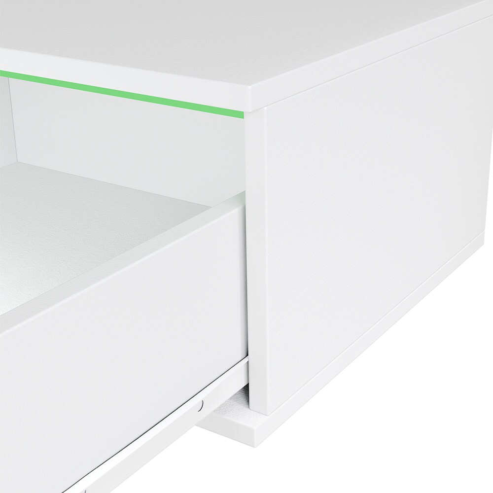 Vicco Nachtschrank Samira 49 x 38 cm, Weiß Hochglanz + LED, Fernbedienung