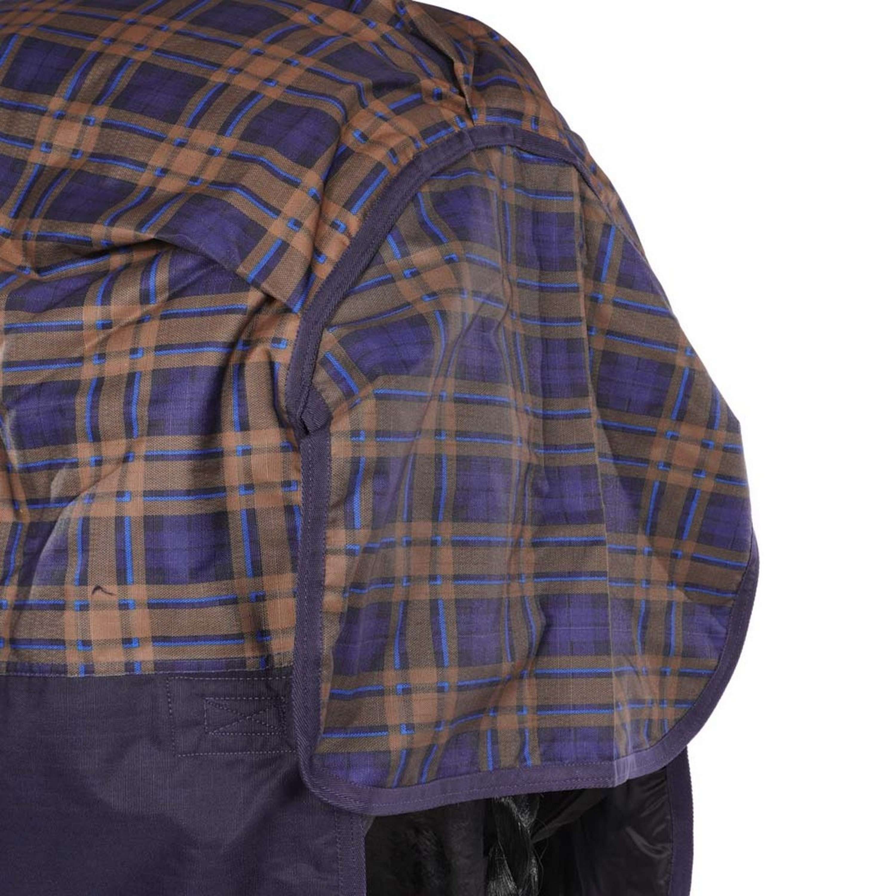 HKM High Neck Deken Providence Karo 1200D 300g Wattenvulling Navy/Brui