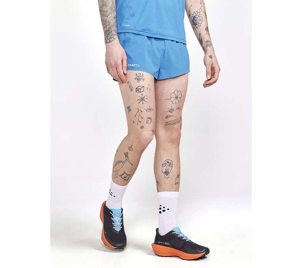 Craft PRO Hypervent Split Hardloopbroek Kort Blauw/Zwart Heren
