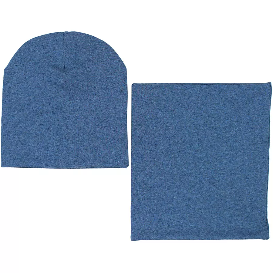 TupTam Unisex Kinder Beanie Mütze Schlauchschal Set blau Modell 1
