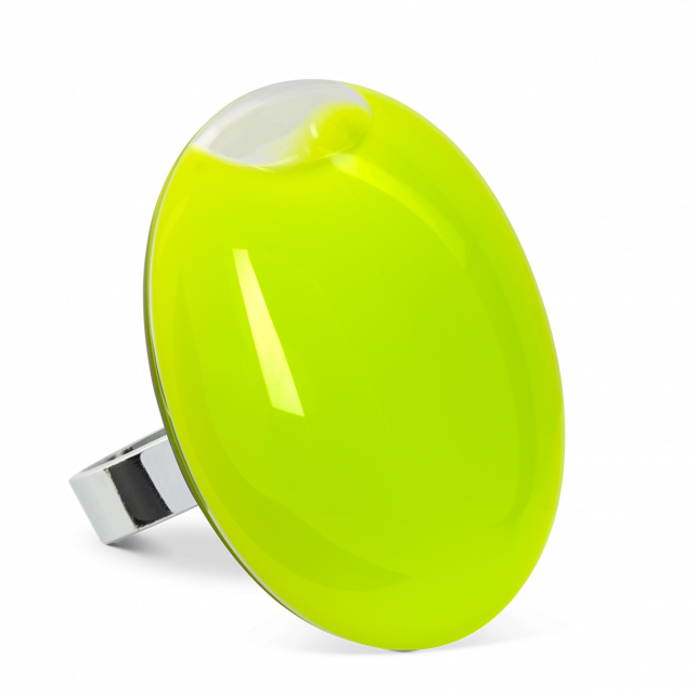Bague en verre soufflé - Galet Giga Milk
