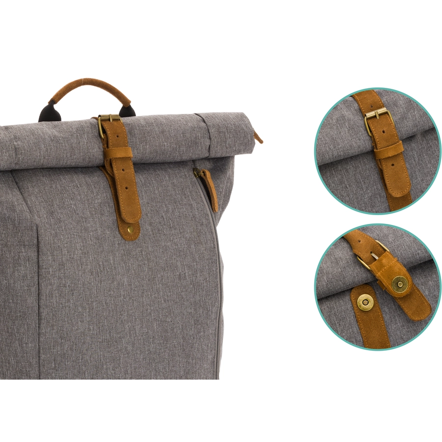 fillikid Wickelrucksack Rolltop Berlin Grau Melange