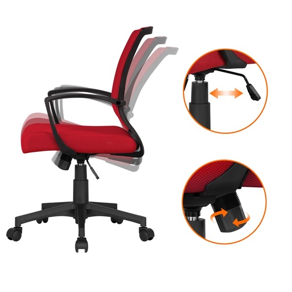 Yaheetech Bürostuhl ergonomischer Schreibtischstuhl Drehstuhl Chefsessel höhenverstellbar Sportsitz Mesh Netz Stuhl Rot