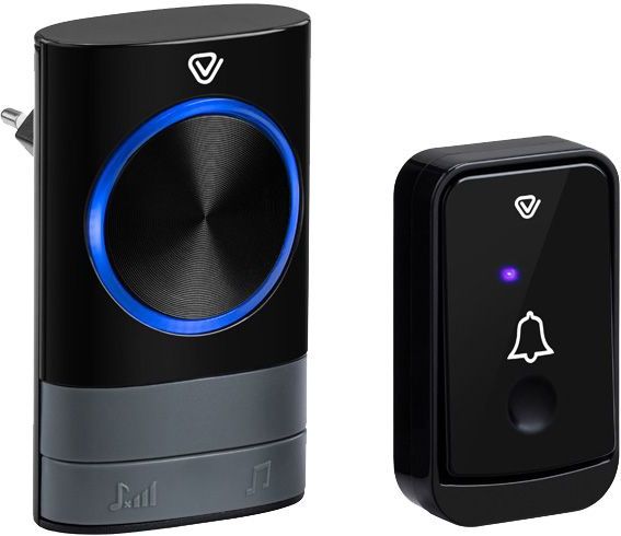 Vlectro Draadloze Deurbel - Zwart - 2 Plug-in Ontvangers - Perfect voor Grote Woningen