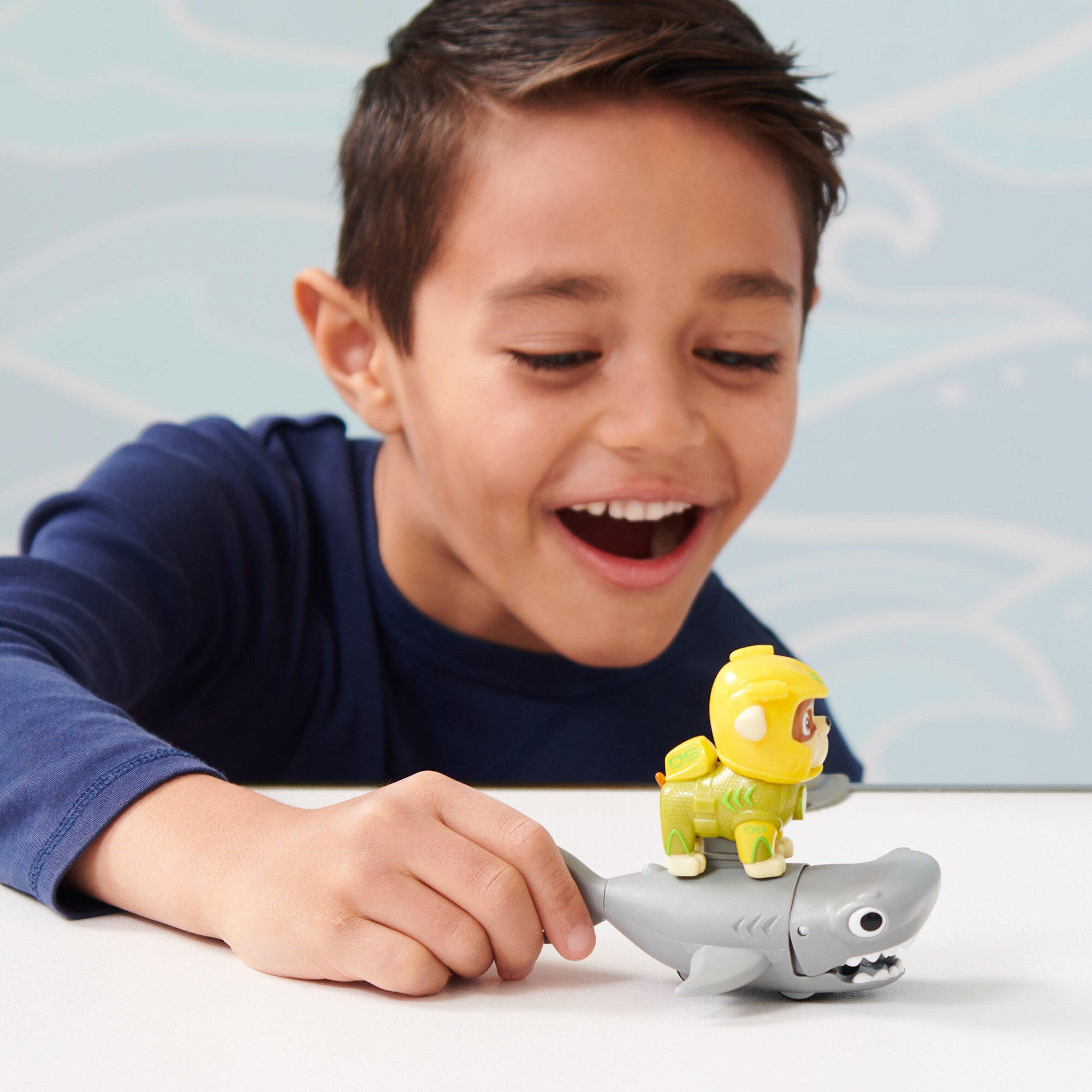 Spin Master Spielfigur Paw Patrol Aqua Pups - Hero Pups-Set mit Rubble-Welpenfigur und Hammerhai-Figur