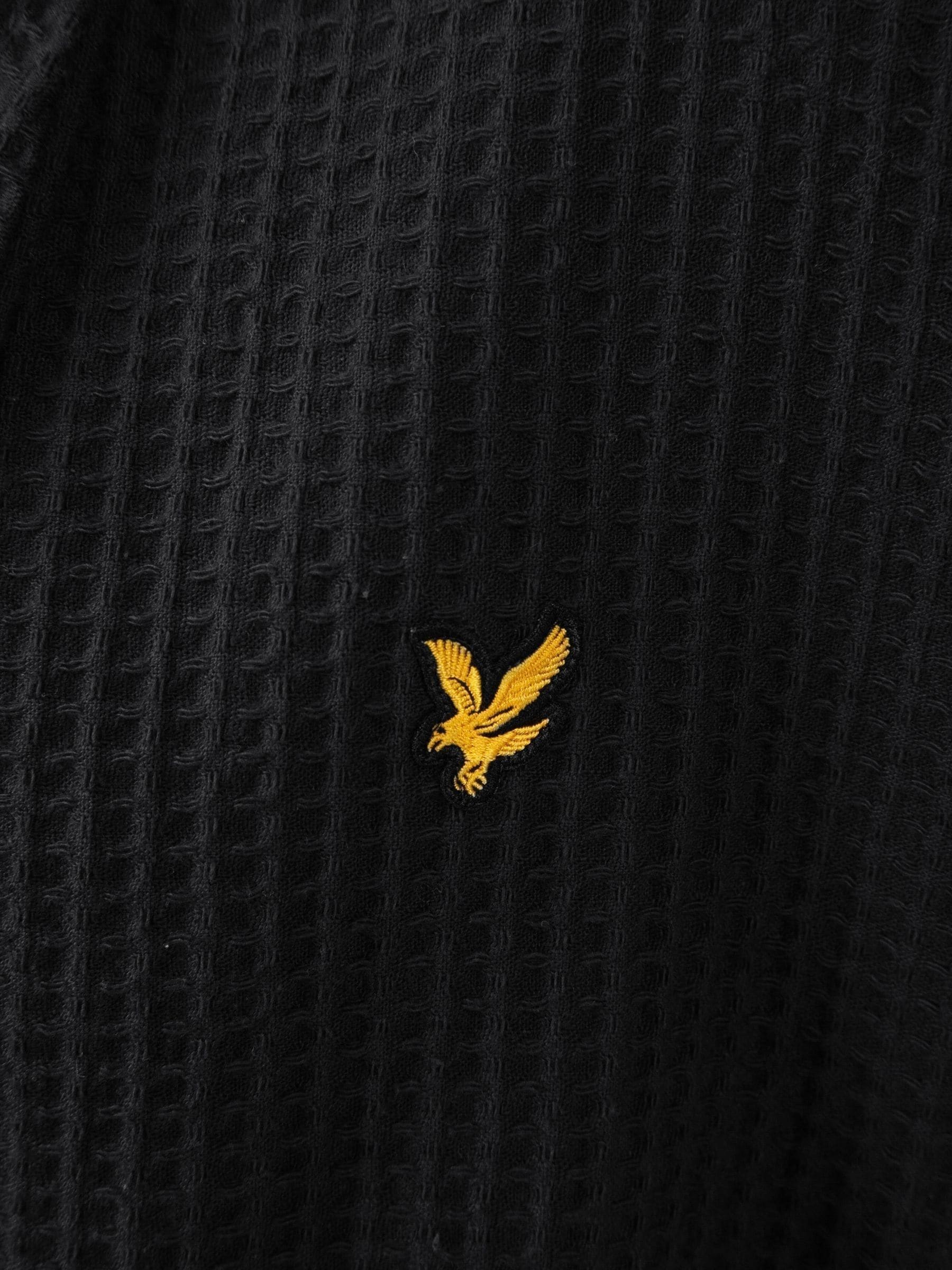 Zwart - Lyle & Scott 100% katoenen premium badjas met wafeldessin