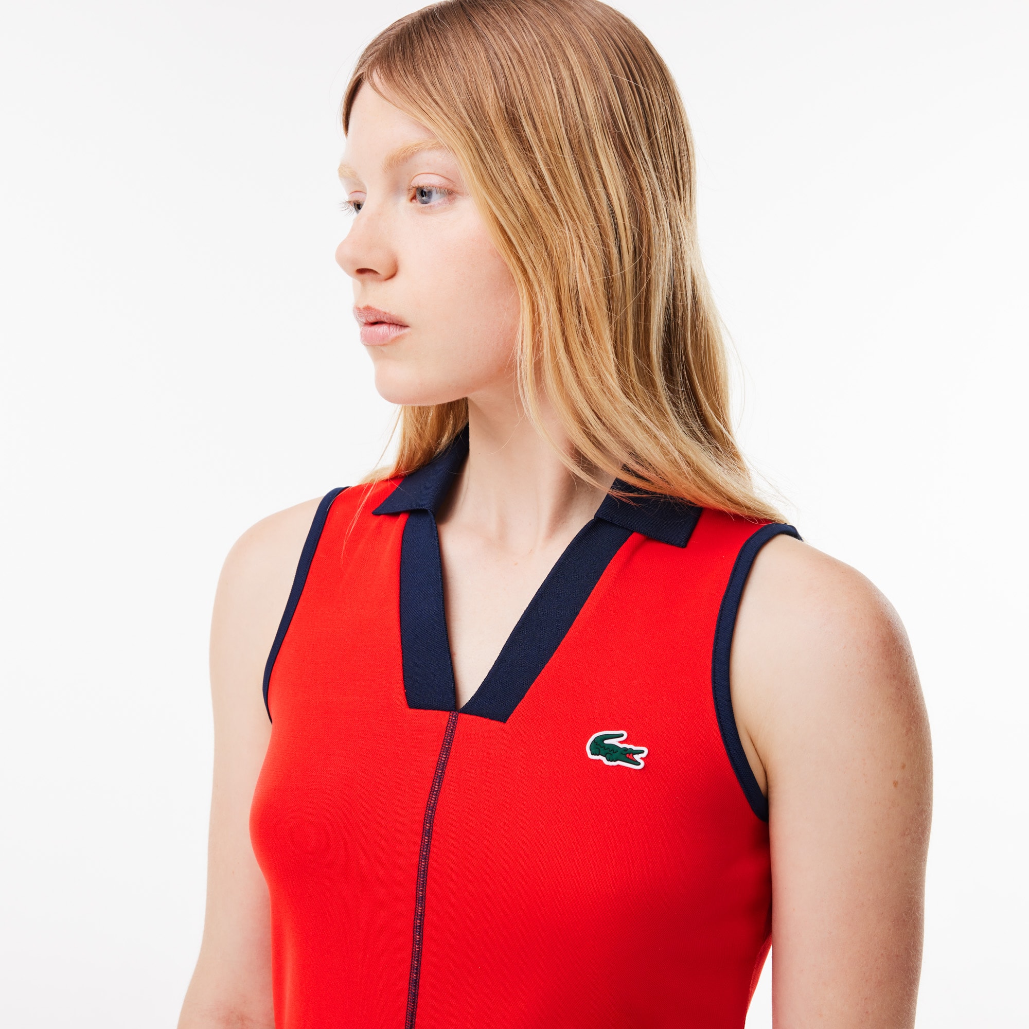 Polo Tennis Ultra-Dry Manches Courtes - Rouge - Lacoste - Femme