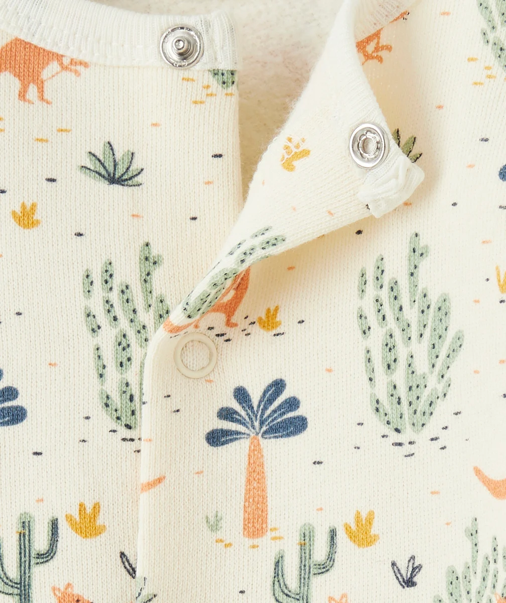 GILET PRESSIONNÉ ÉCRU BÉBÉ EN COTON BIO AVEC IMPRIMÉ KANGOUROU