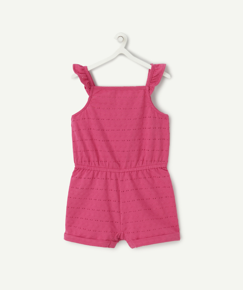 COMBISHORT BÉBÉ FILLE ROSE AVEC VOLANTS ET DÉTAILS AJOURÉS