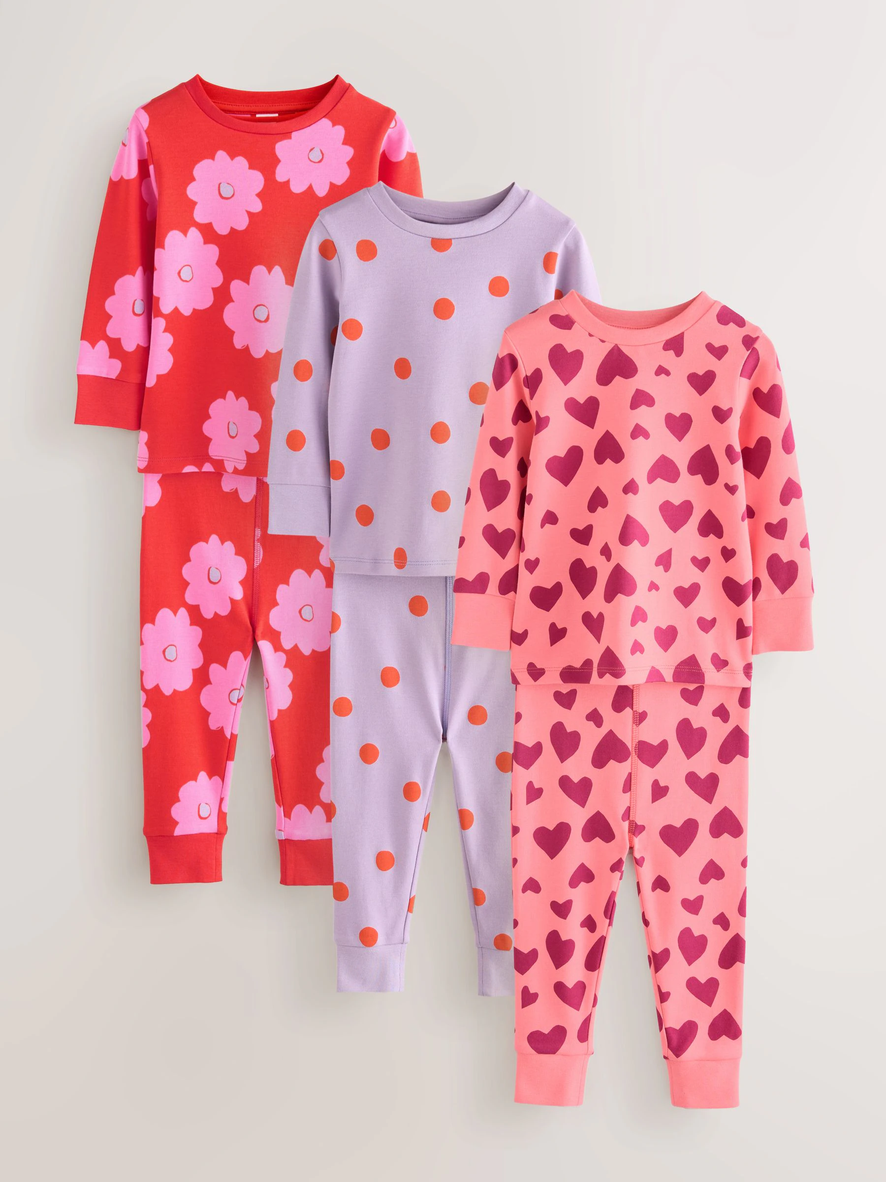 Rood/Roze Stampy-print - Verpakking van 3 knusse pyjama's (9 mnd-16 jr)