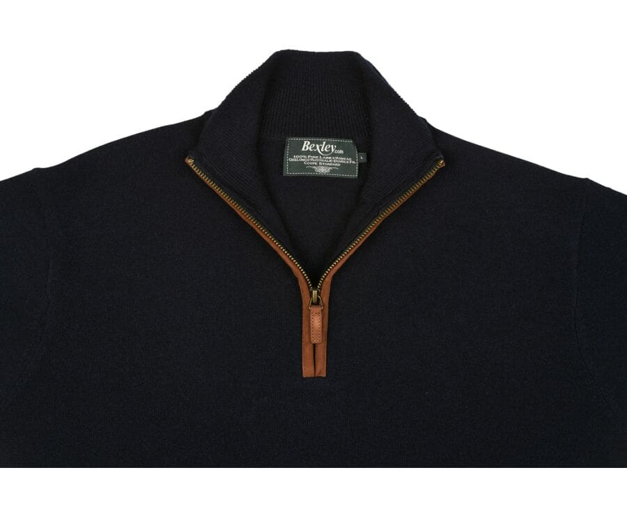 Pull laine col zippé Bleu Marine - KEITHY