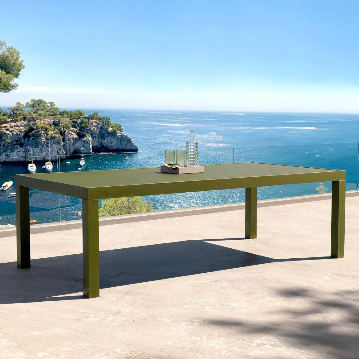 Table de jardin rectangulaire aluminium 10 places (240 x 120 cm) Murano Vert olive