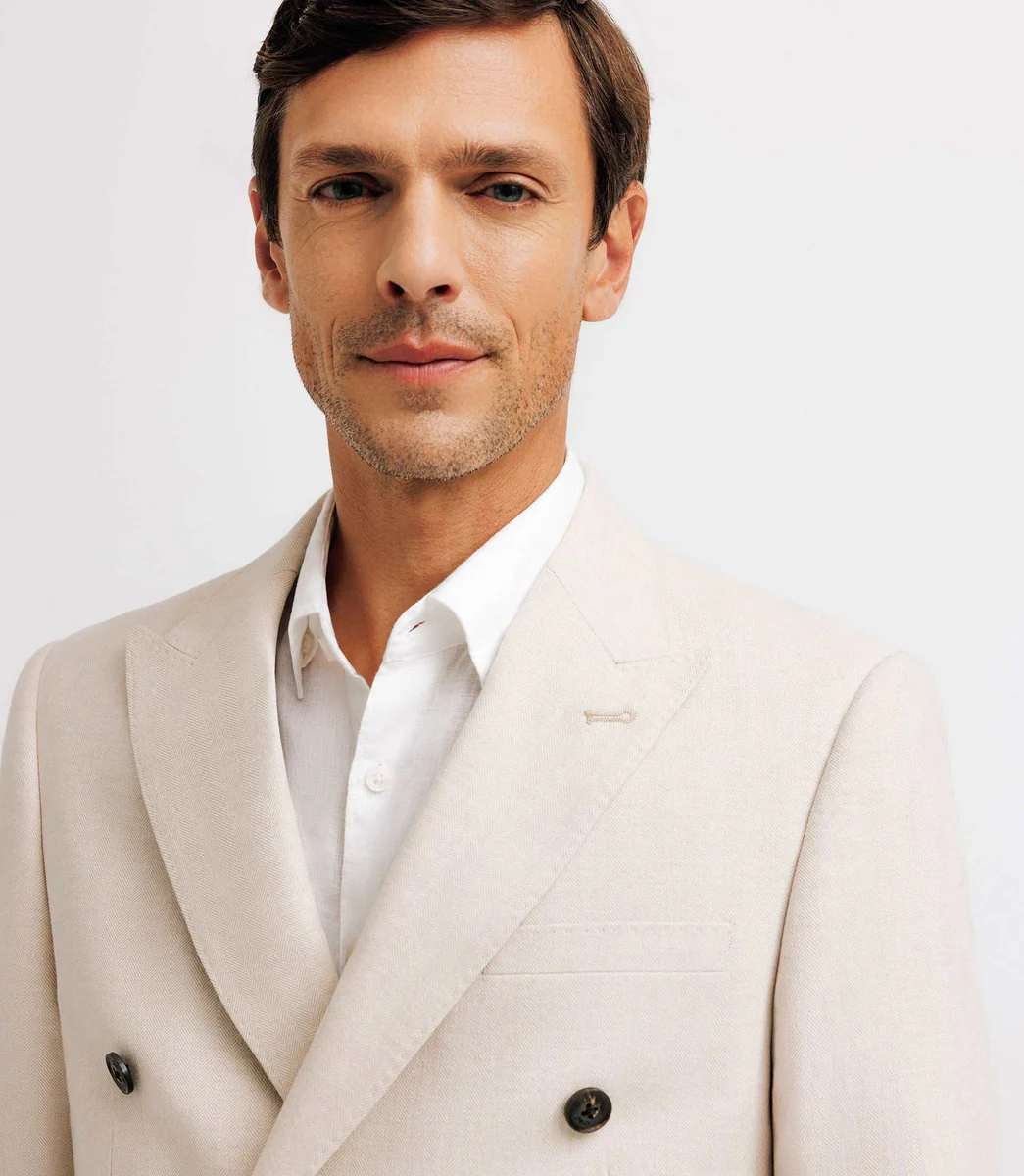 Veste croisée en lin beige