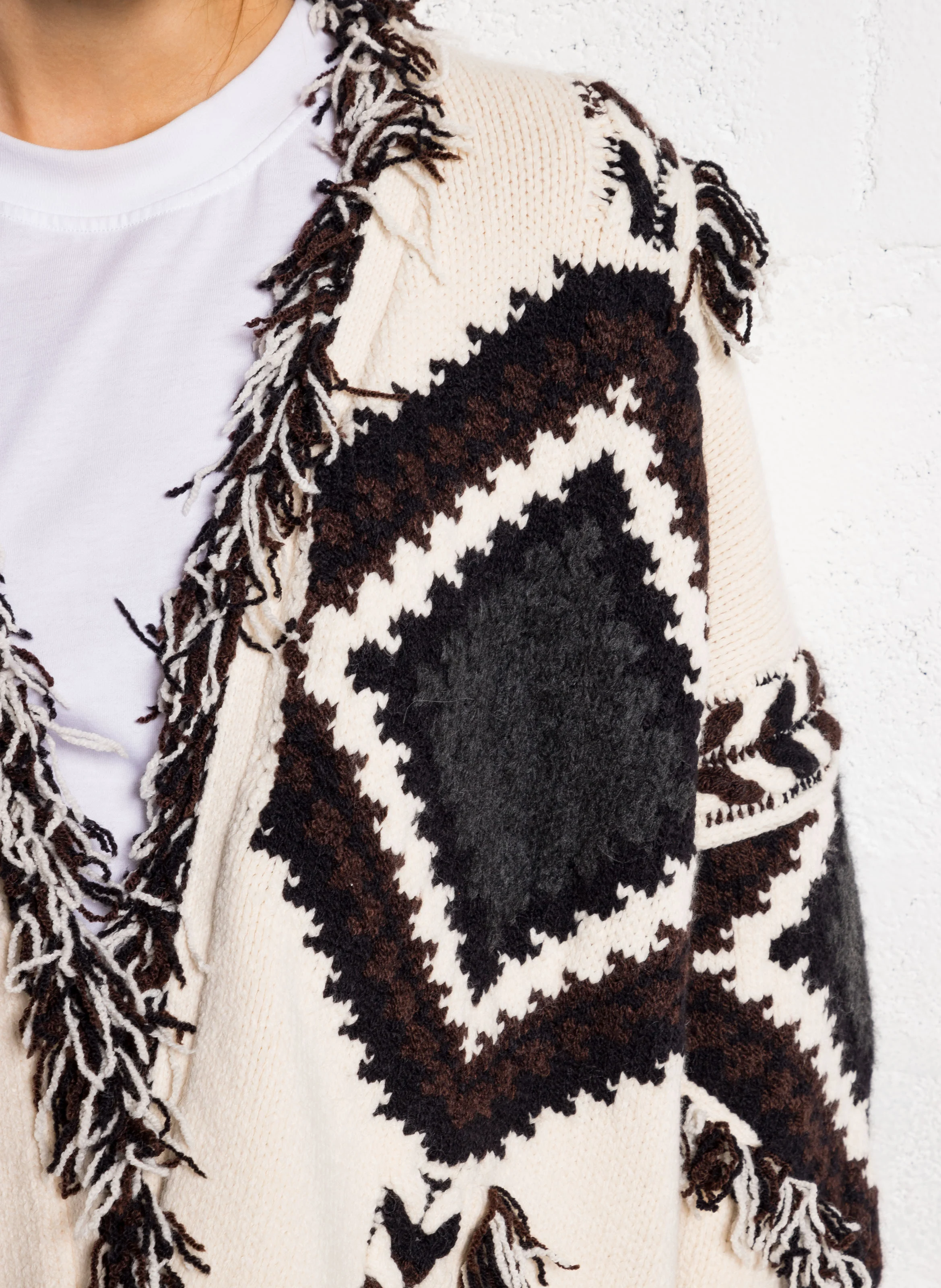 ARIZONA - Gilet oversize à franges | Beige