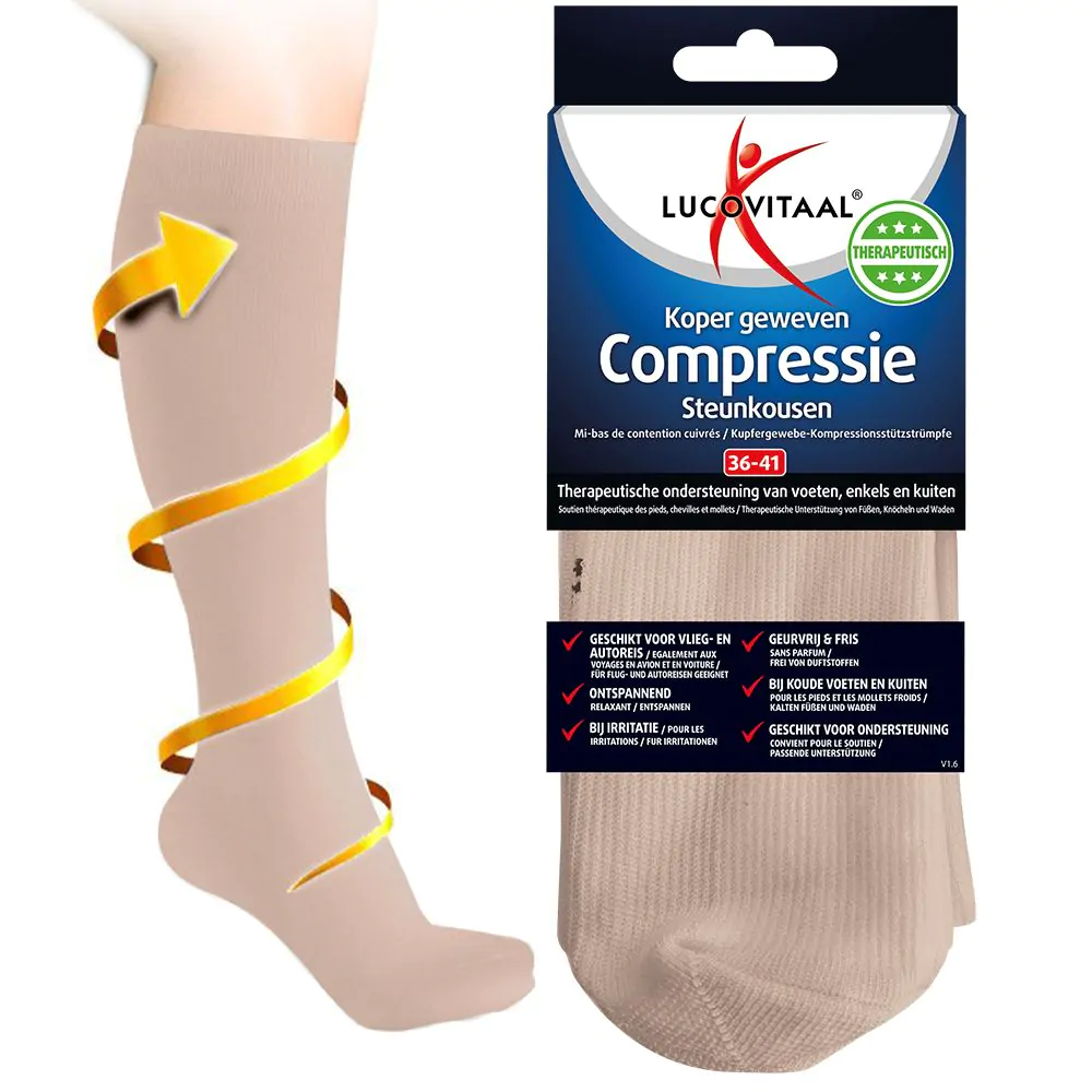 Koper Geweven Compressie Steun Kousen (Licht beige)