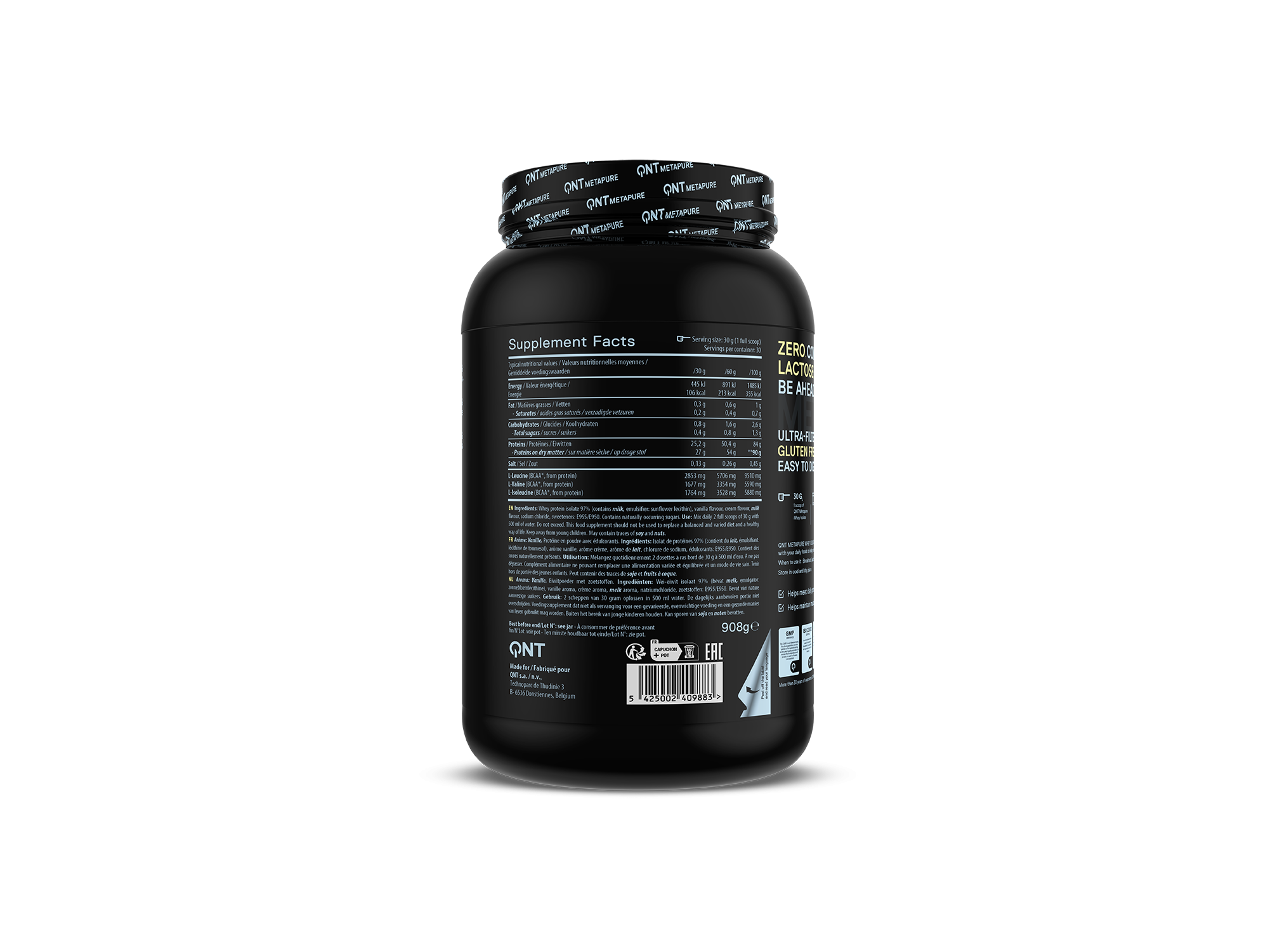 PROTEINA WHEY QNT BAUNILHA ISO METAPURE 908GR