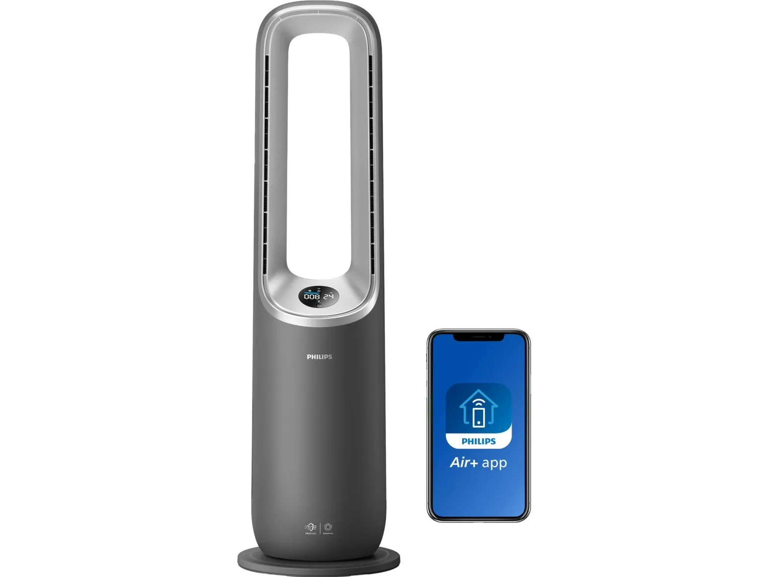 Philips Series 8000 AMF870 - Klingeløs køleblæser/opvarmer/renser - gulvstående - 2200 W - sølv / mørkegrå