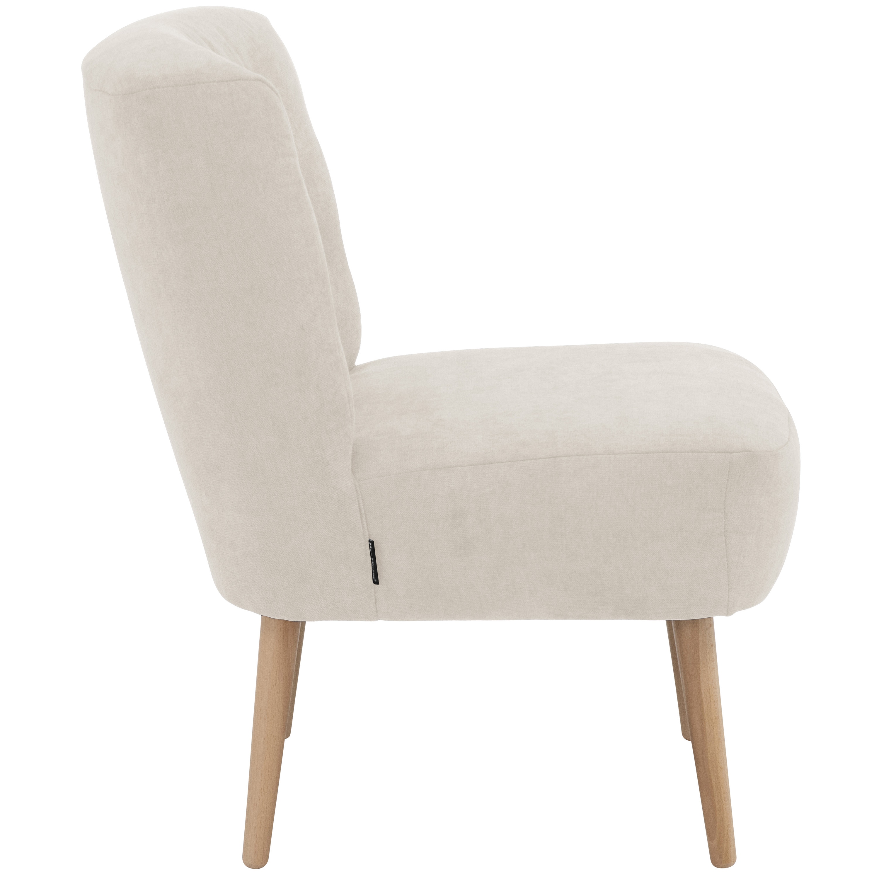 lovingHome® Sessel Fiola Velours beige Polstersessel Stuhl Relaxsessel Füße Buche natur mittlere Sitzhärte