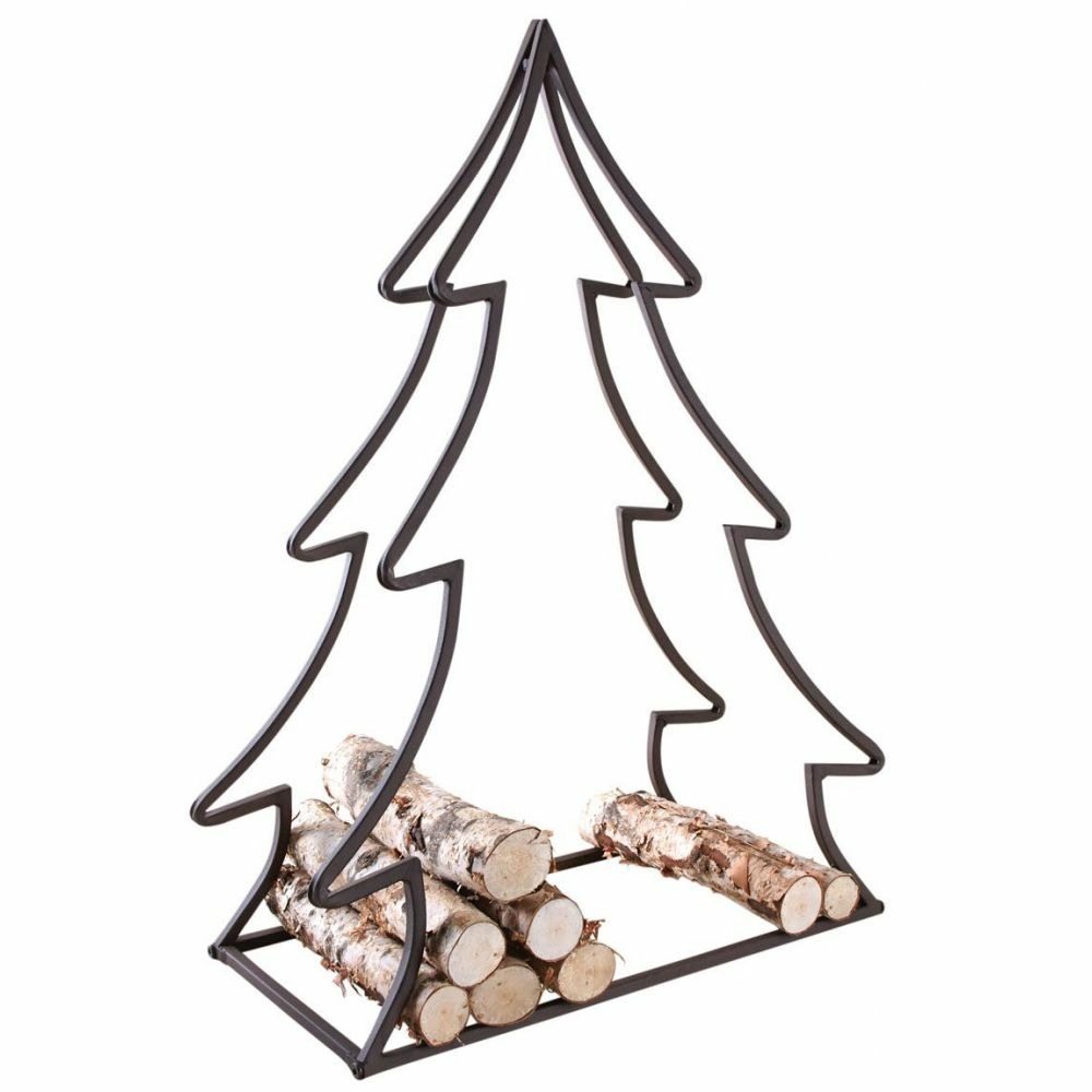 Porte-bûches en métal sapin