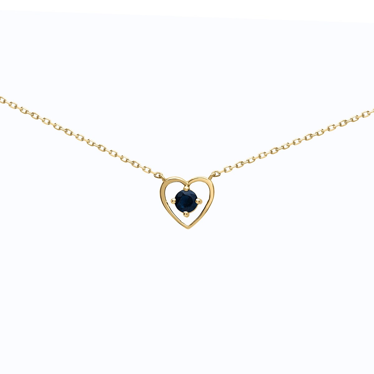 Collier Brillaxis or jaune 18 carats coeur saphir