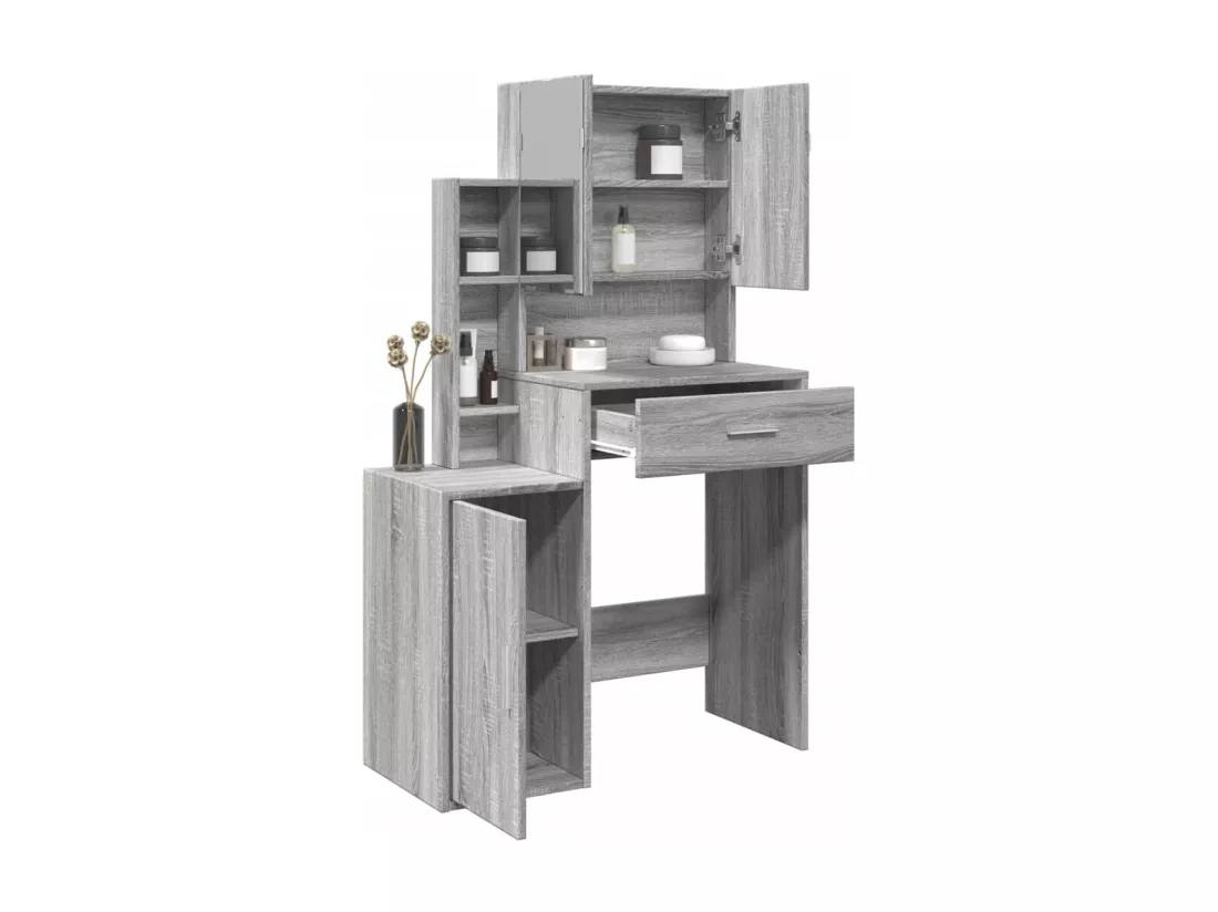 Coiffeuse avec armoire sonoma gris 80x35x132 cm