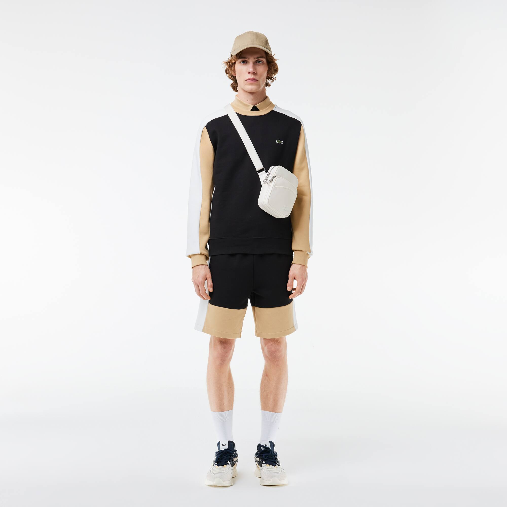 Short Jogger regular fit color-block en molleton gratté Shorts - Noir - Lacoste - Homme