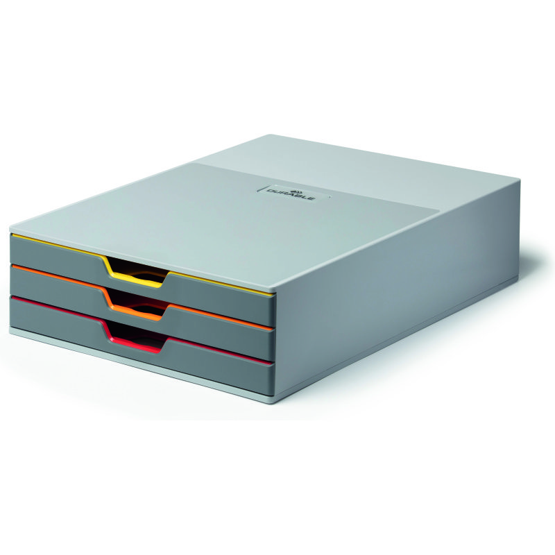 Module de classement Durable Varicolor® 3 tiroirs liseré de couleur