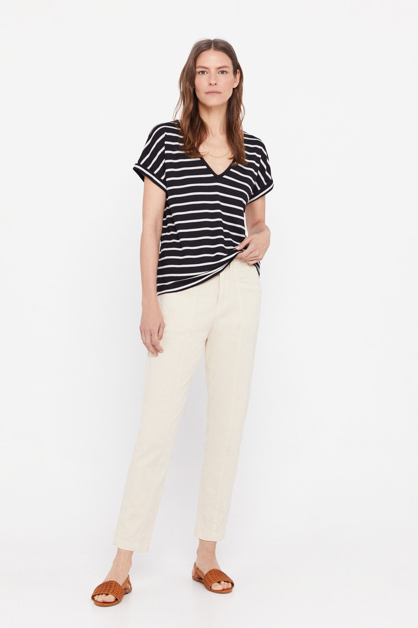 Blusa de malha listrada - Preta