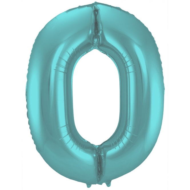 Folienballon - 0 - metall matt pastell aqua blau - ca. 86 cm lang