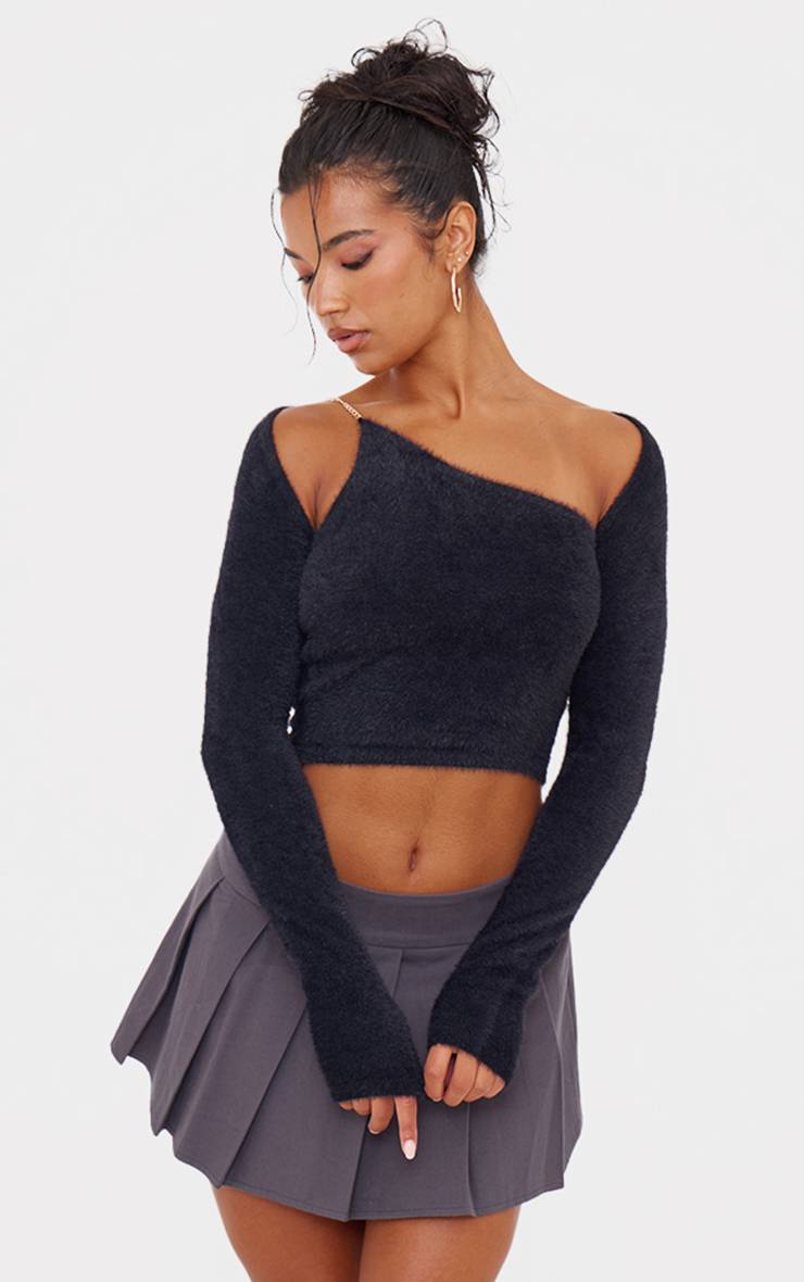Noir Ensemble Haut Et Boléro En Maille Cils