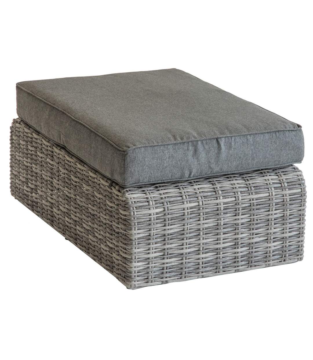 Pouf de jardin en résine tressée Moorea - L. 105 x H. 30 cm - Gris ombre