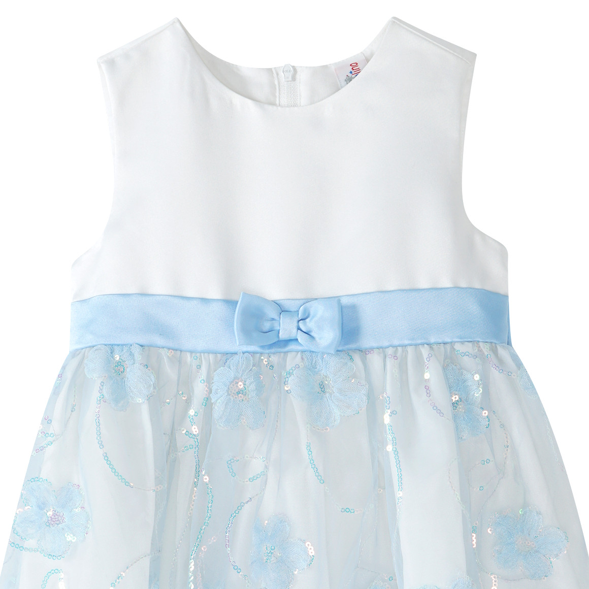 Topolino Festliches Mädchen Kleid mit Zierschleife cremeweiss / hellblau