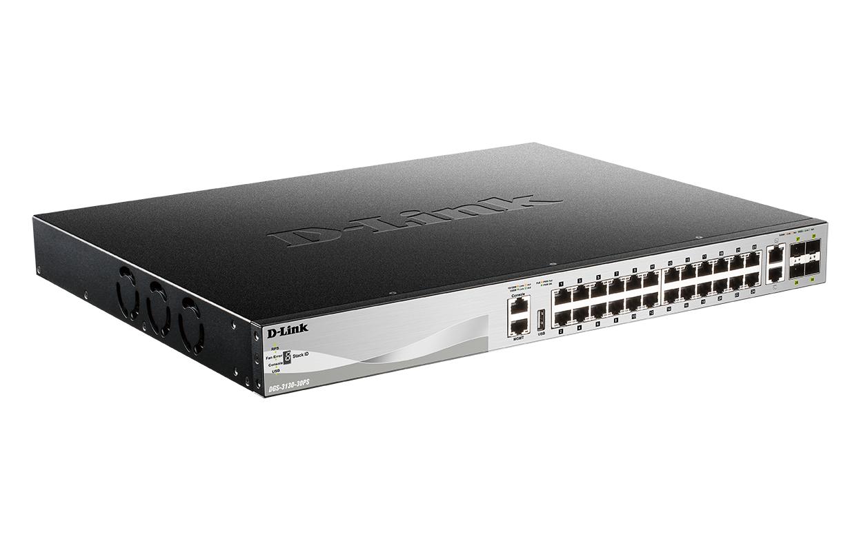 PoE Switch DGS-3130-30PS 30 Port<br>Gigabit Layer 3 Stackable Managed Switches DGS-3130 Series