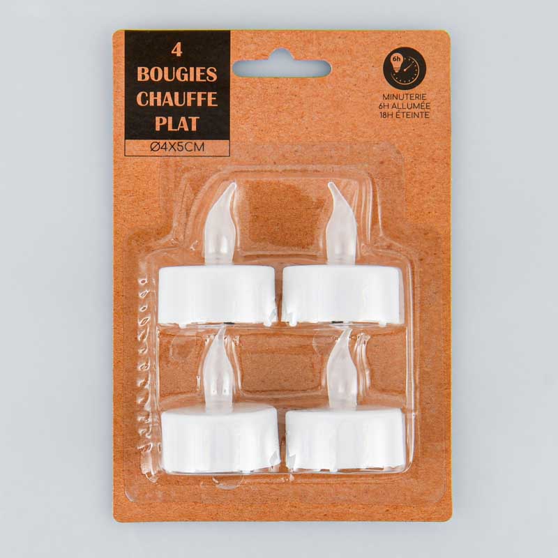 4 bougies chauffe-plats programmable blanc